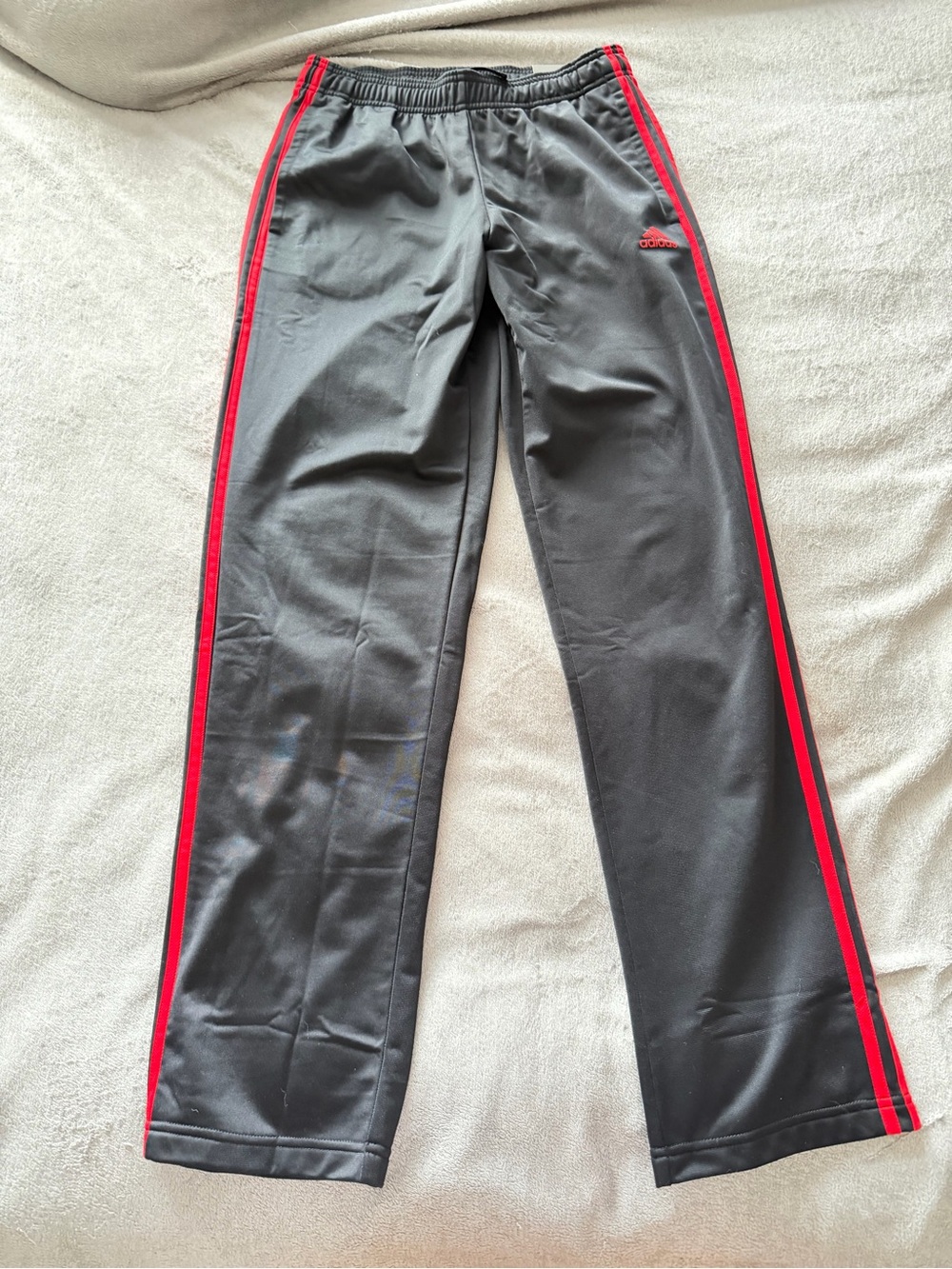 Adidas Men’s Black Track Pants with Red Stripes